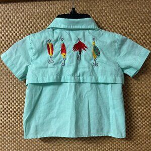 Busy Bees Smocks Shirt Baby 12M Aqua Blue Embroidered Fishing Lures